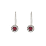 14KT White Gold Ruby and Diamond Huggie Earrings