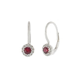 14KT White Gold Ruby and Diamond Huggie Earrings