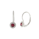 14KT White Gold Ruby and Diamond Huggie Earrings