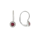 14KT White Gold Ruby and Diamond Huggie Earrings