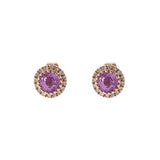 14KT Rose Gold Pink Sapphires and Diamond Circle Earring