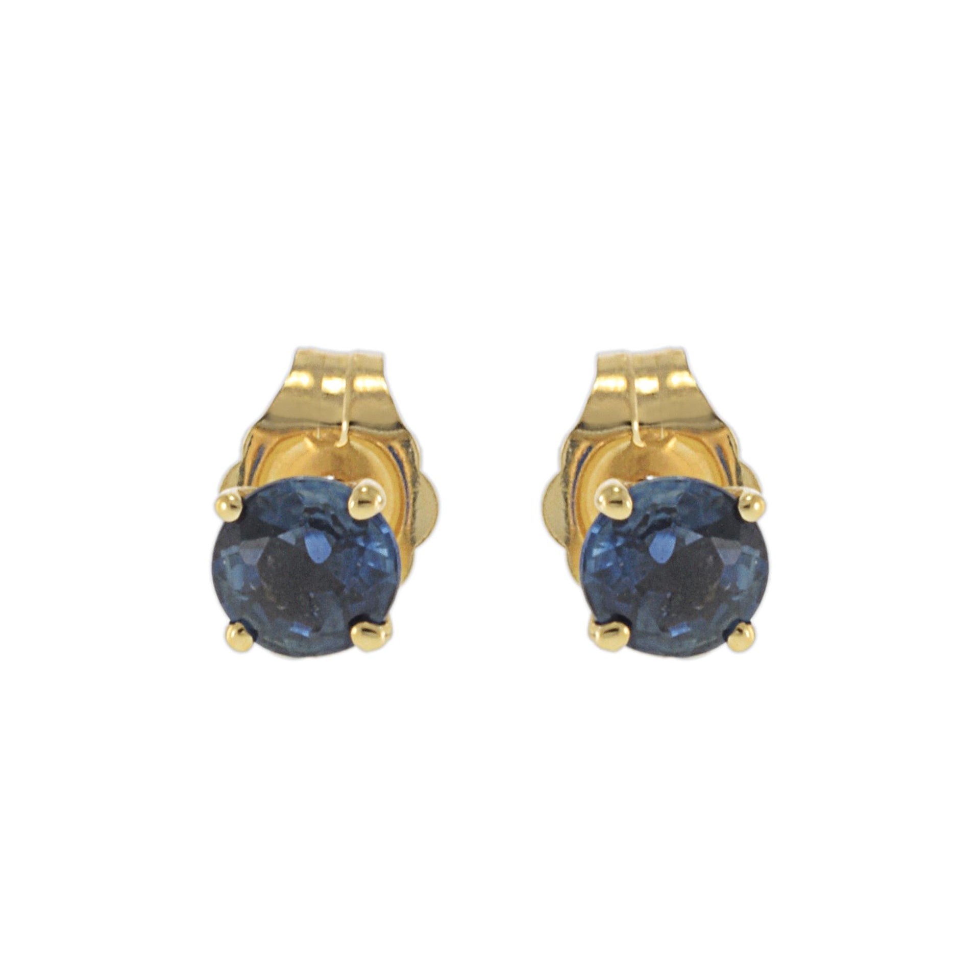 14KT Yellow Gold Blue Sapphire Stud Earrings