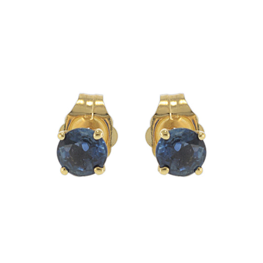 14KT Yellow Gold Blue Sapphire Stud Earrings