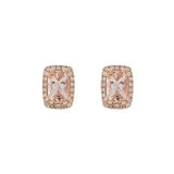 14KT Rose Gold Morganite and Diamond Halo Earrings