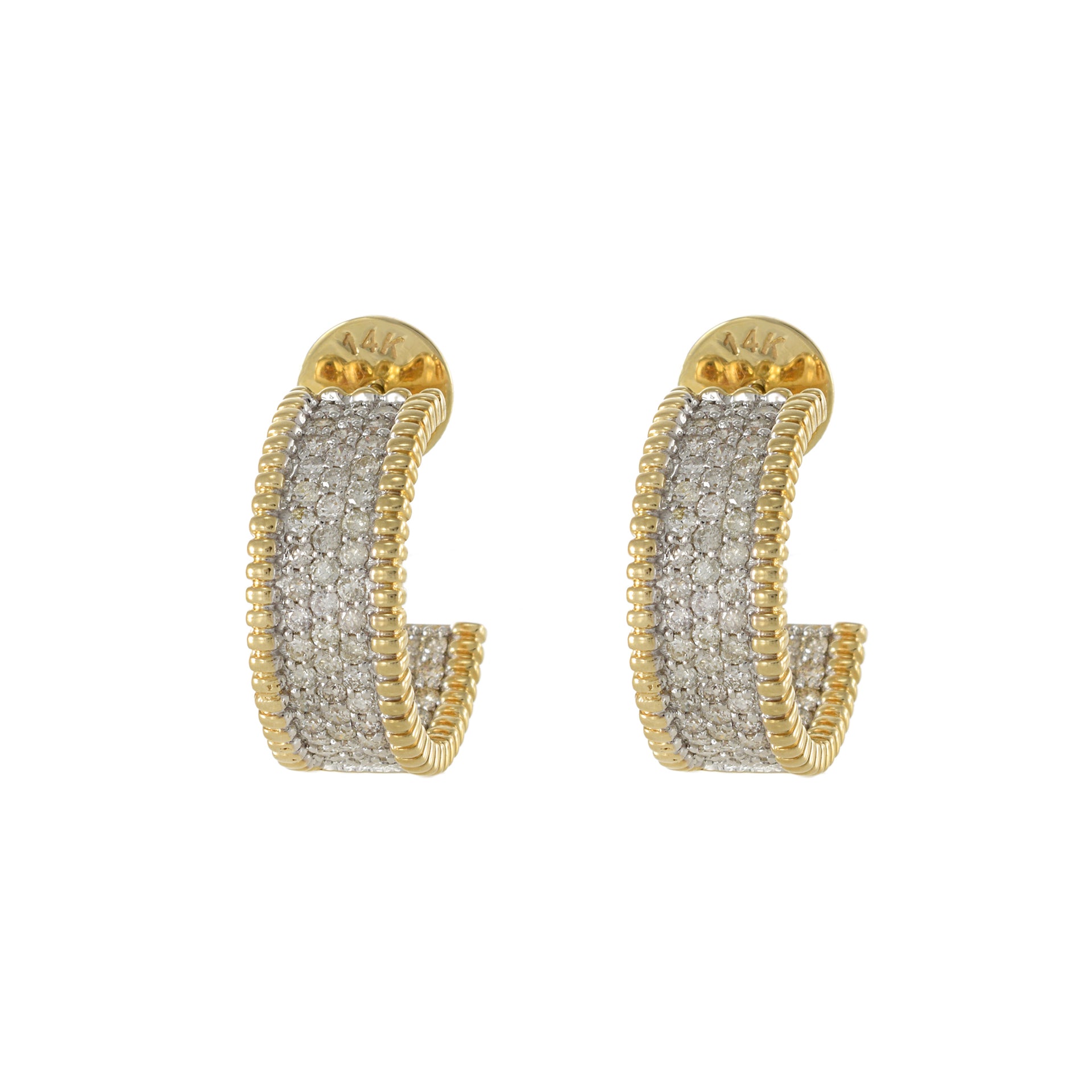 14KT Yellow Gold Open Diamond Huggie Earrings