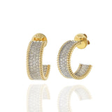 14KT Yellow Gold Open Diamond Huggie Earrings