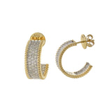 14KT Yellow Gold Open Diamond Huggie Earrings