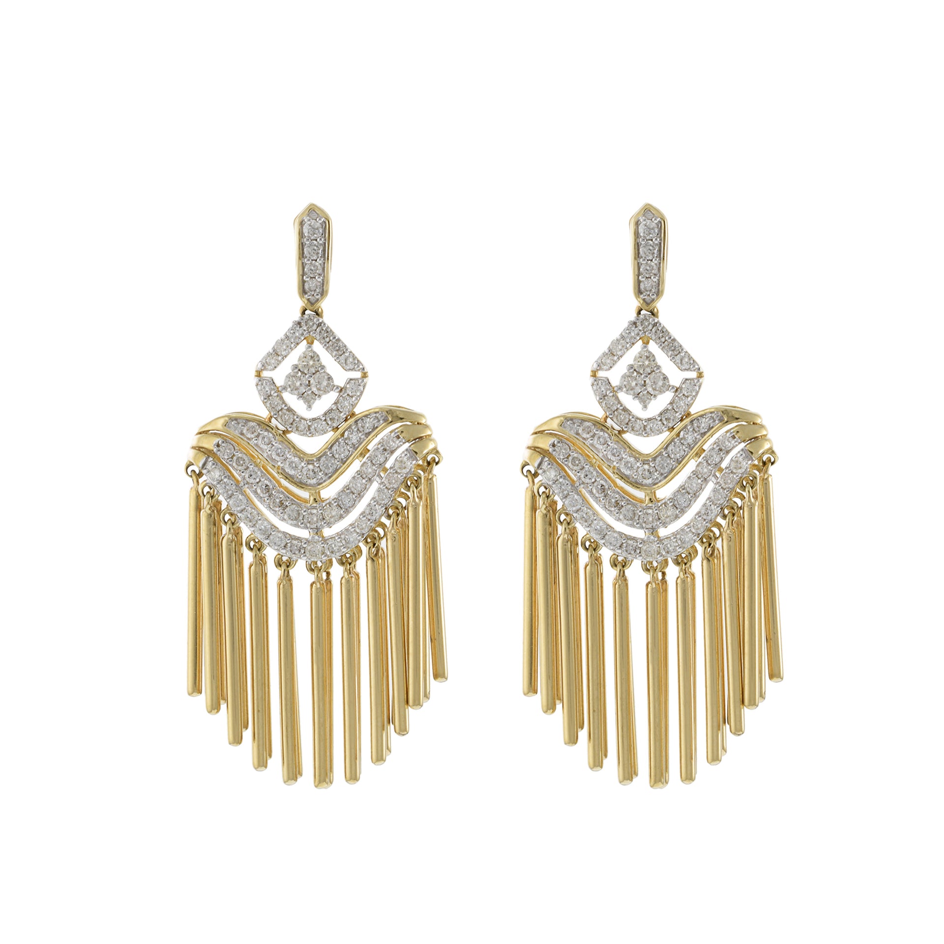 14KT Yellow Gold Chandelier Diamond Earrings