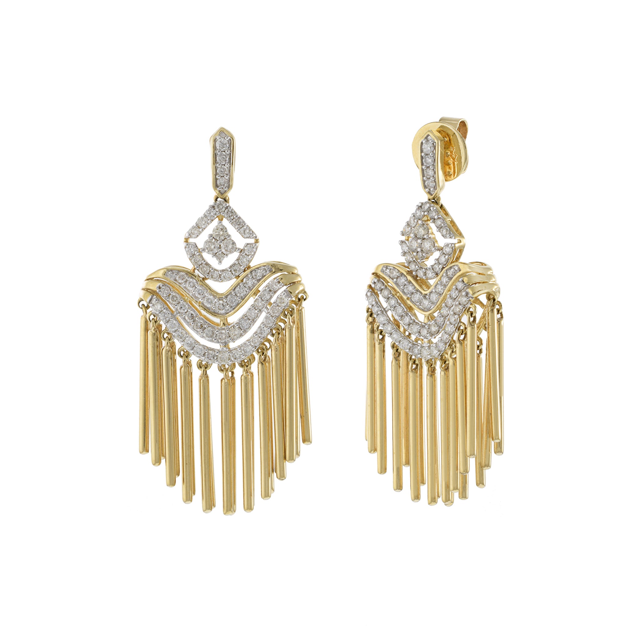 14KT Yellow Gold Chandelier Diamond Earrings