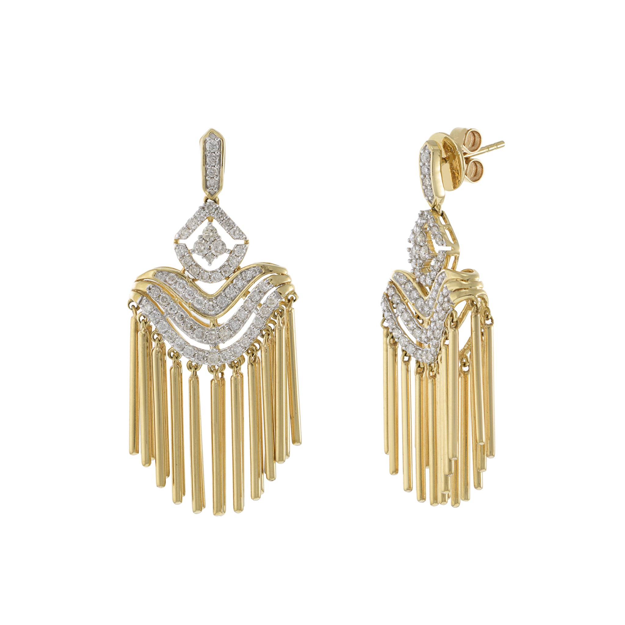 14KT Yellow Gold Chandelier Diamond Earrings