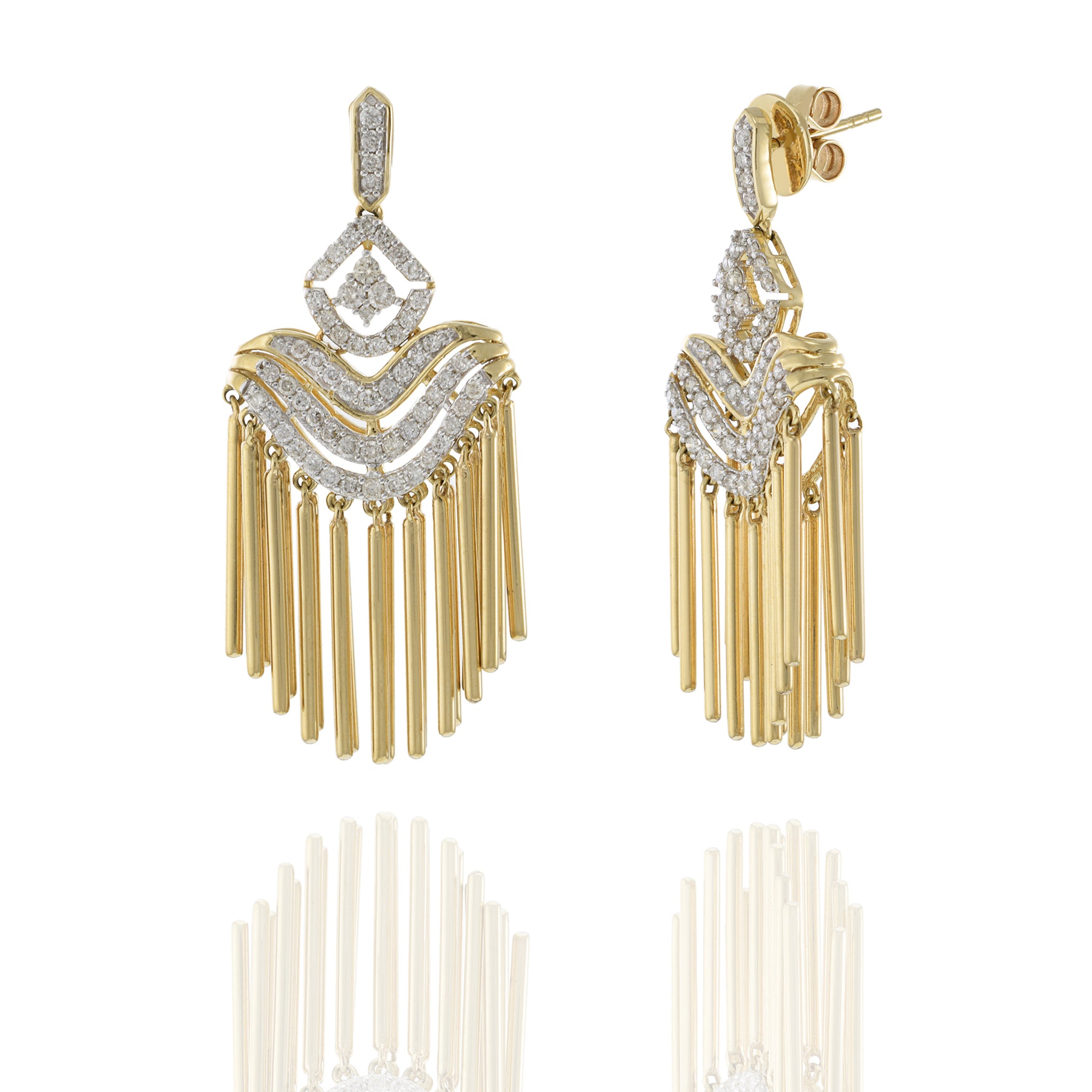 14KT Yellow Gold Chandelier Diamond Earrings