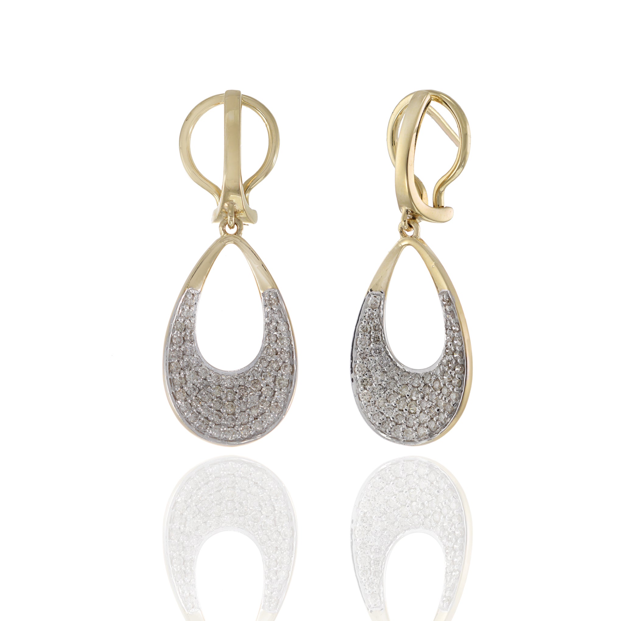 14KT Yellow Gold Pave Diamond Drop Earrings