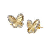 14KT Yellow Gold Diamond Fluted Butterfly Earrings