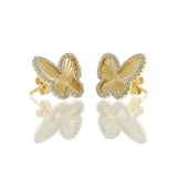 14KT Yellow Gold Diamond Fluted Butterfly Earrings