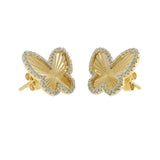 14KT Yellow Gold Diamond Fluted Butterfly Earrings