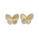 14KT Yellow Gold Diamond Fluted Butterfly Earrings