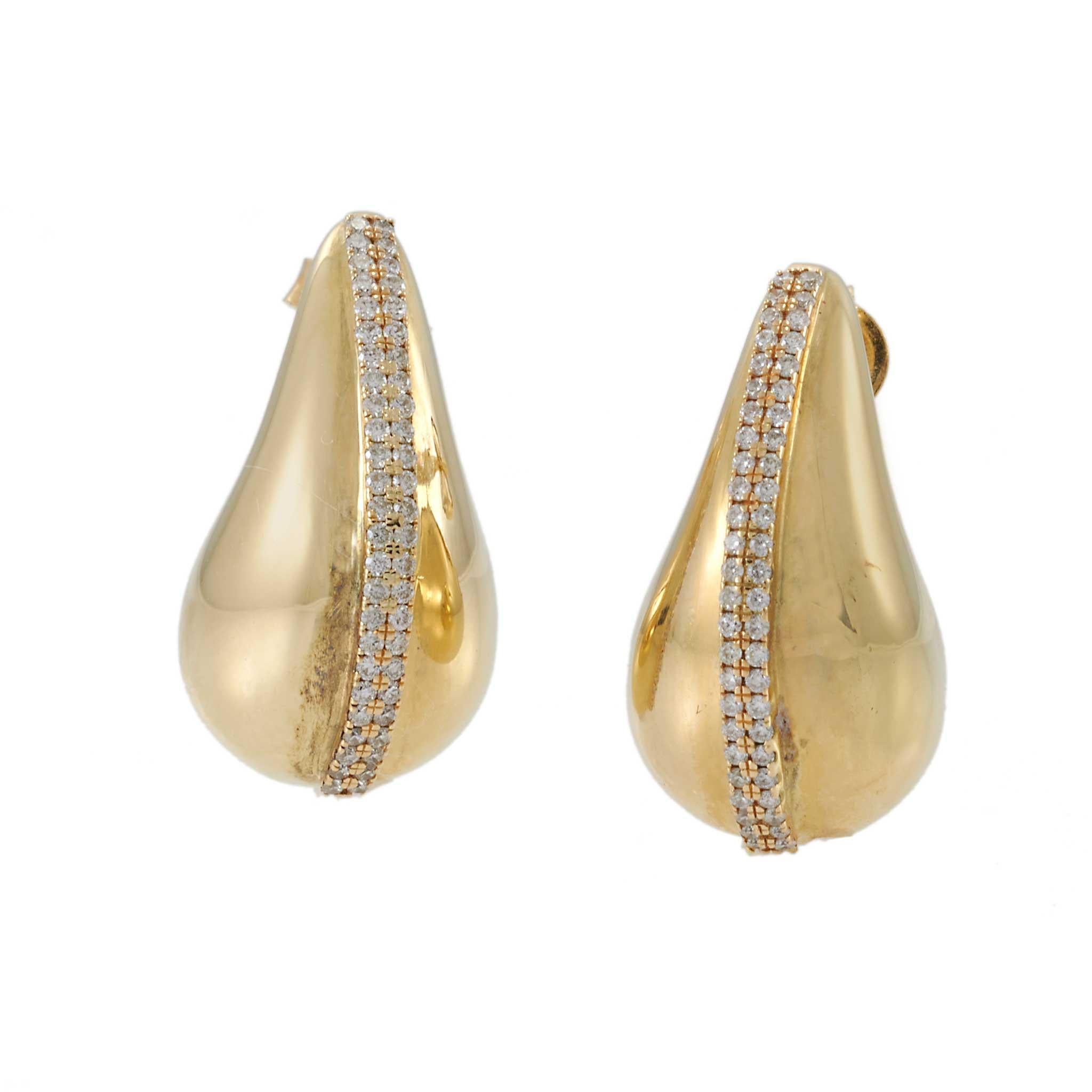 14KT Yellow Gold Diamond Teardrop Earrings