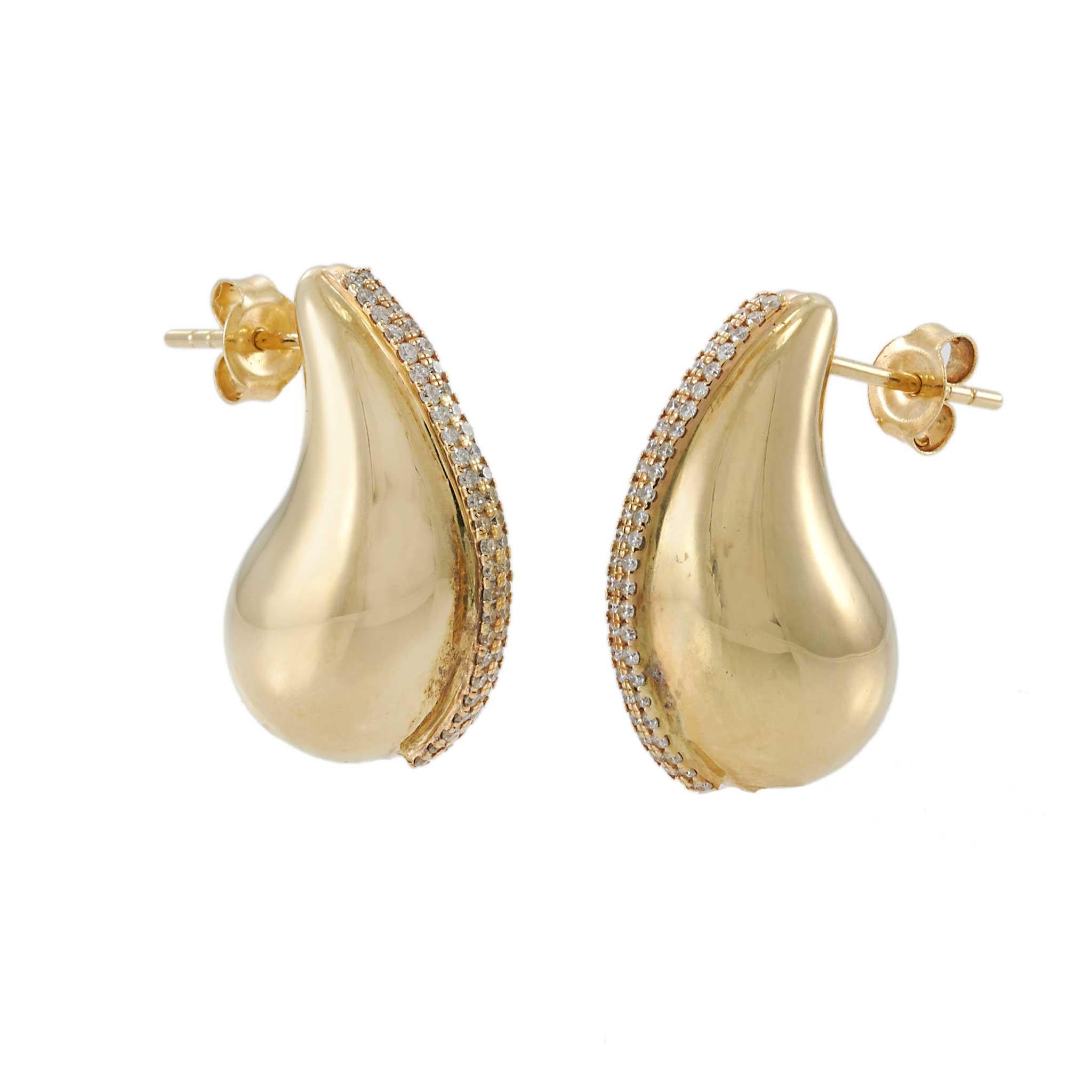 14KT Yellow Gold Diamond Teardrop Earrings