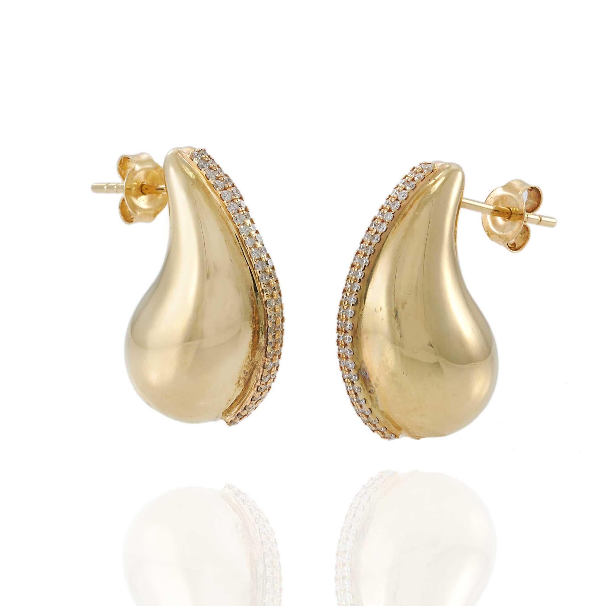14KT Yellow Gold Diamond Teardrop Earrings