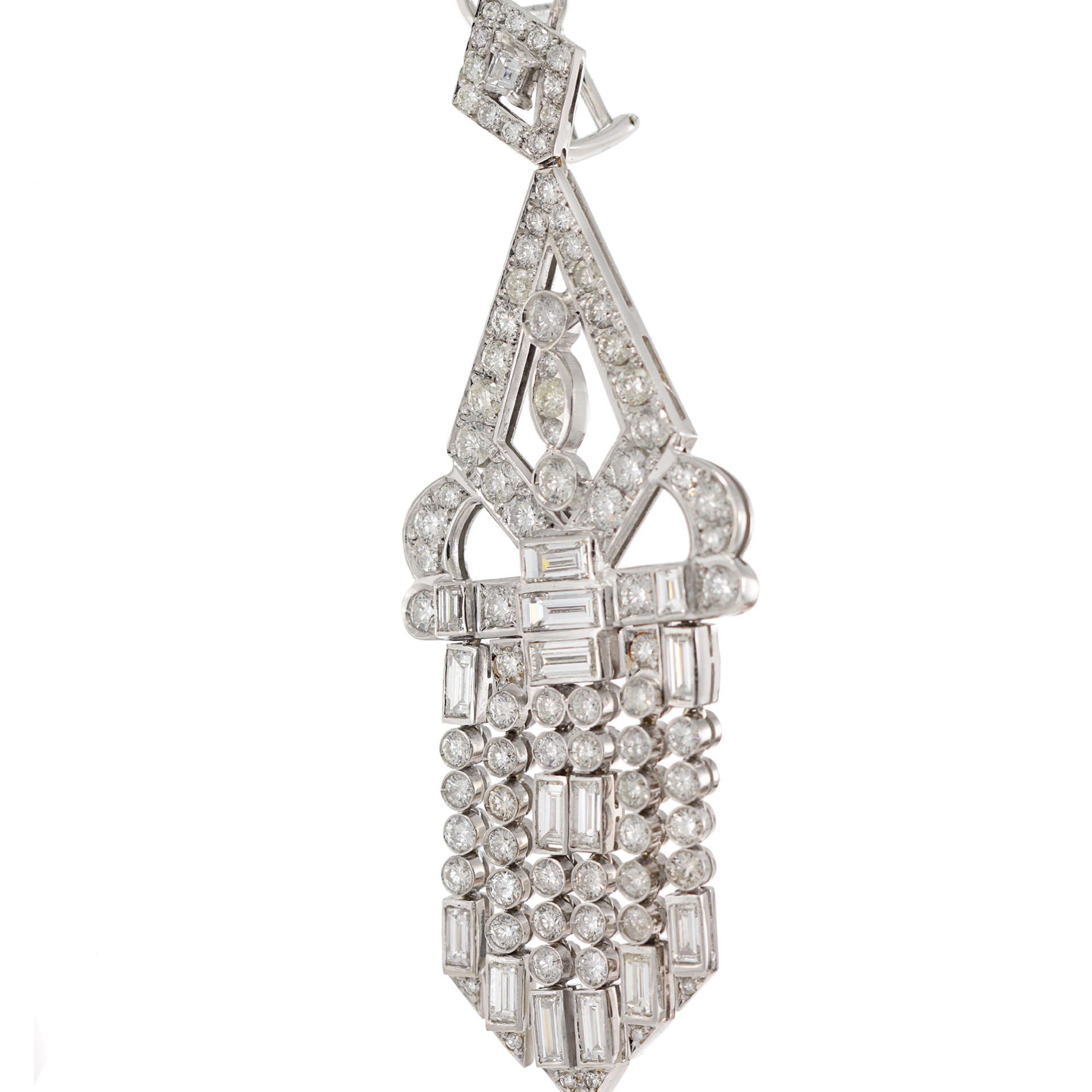 Vintage Retro Period 14KT White Gold Chandelier Diamond Earrings