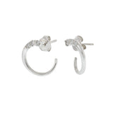 14KT White Gold & Diamond Swirl Cuff Earrings