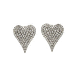 14KT White Gold Pave Heart Diamond Earrings