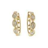 14KT Yellow Gold Marquise Diamond Huggie Hoop Earrings