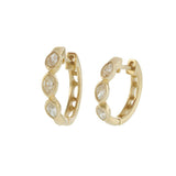 14KT Yellow Gold Marquise Diamond Huggie Hoop Earrings
