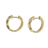 14KT Yellow Gold Marquise Diamond Huggie Hoop Earrings