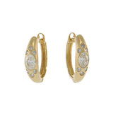 14KT Yellow Gold Round & Oval Diamond Huggie Hoop Earrings
