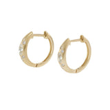 14KT Yellow Gold Round & Oval Diamond Huggie Hoop Earrings