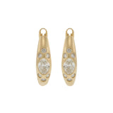 14KT Yellow Gold Round & Oval Diamond Huggie Hoop Earrings