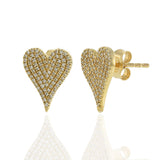 14KT Yellow Gold Pave Heart Diamond Earrings