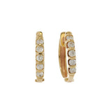 14KT Yellow Gold 15mm Round Diamond Huggie Earrings