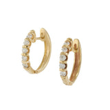 14KT Yellow Gold 15mm Round Diamond Huggie Earrings