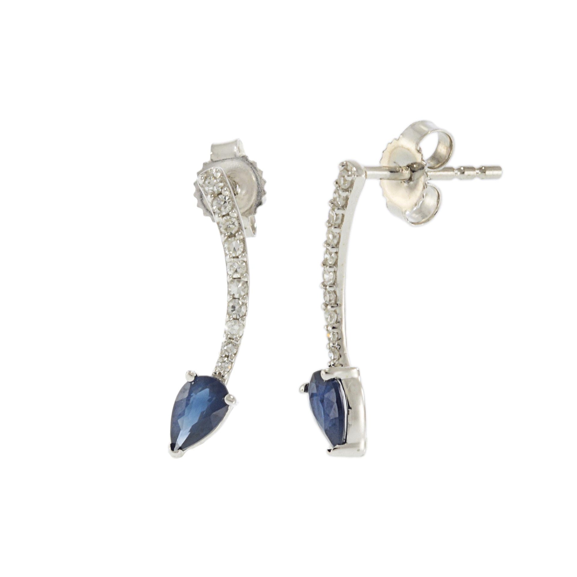 14KT White Gold Sapphire and Diamond Earrings