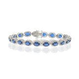14KT White Gold Oval Sapphire and Diamond Bracelet