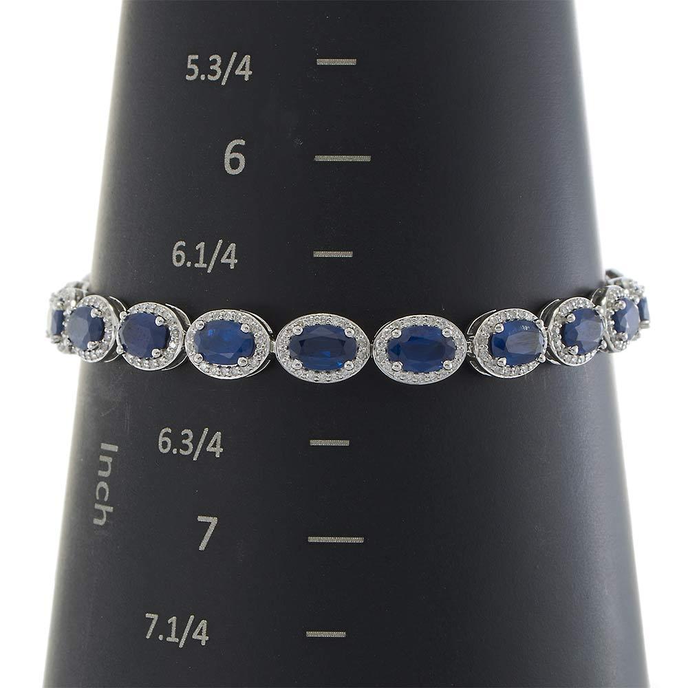 14KT White Gold Oval Sapphire and Diamond Bracelet