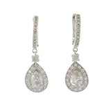 14KT White Gold Pear Diamond Drop Earrings