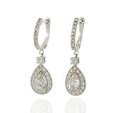 14KT White Gold Pear Diamond Drop Earrings