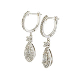 14KT White Gold Pear Diamond Drop Earrings