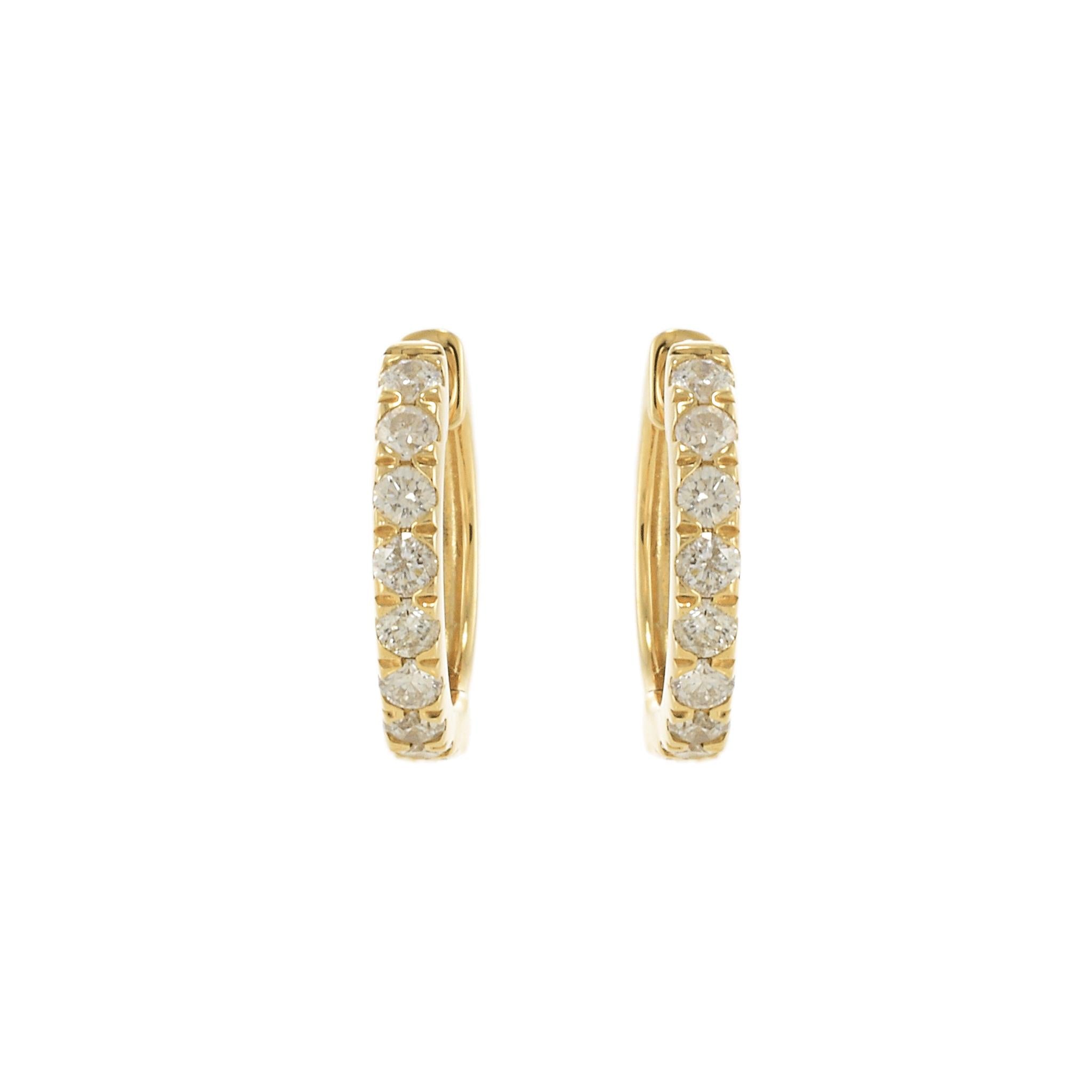 14KT Yellow Gold Diamond Hoop Earrings