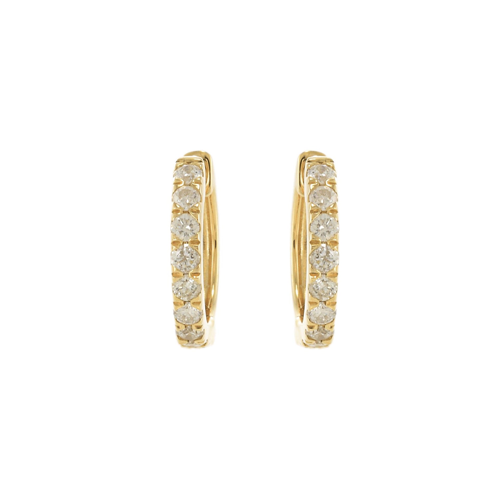 14KT Yellow Gold Diamond Hoop Earrings