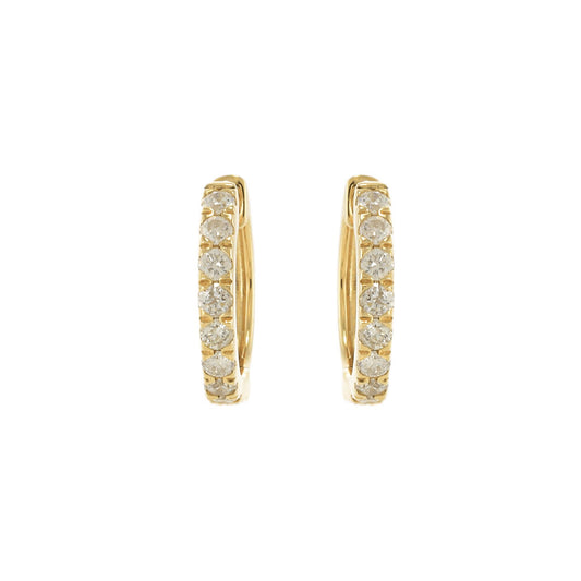 14KT Yellow Gold Diamond Hoop Earrings