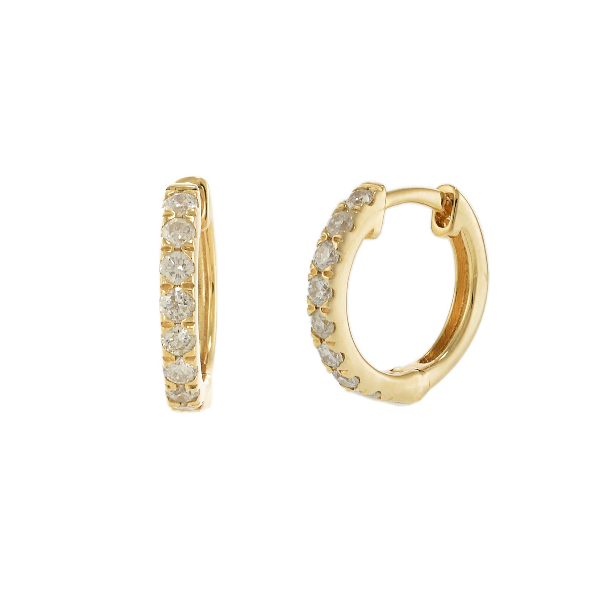 14KT Yellow Gold Diamond Hoop Earrings