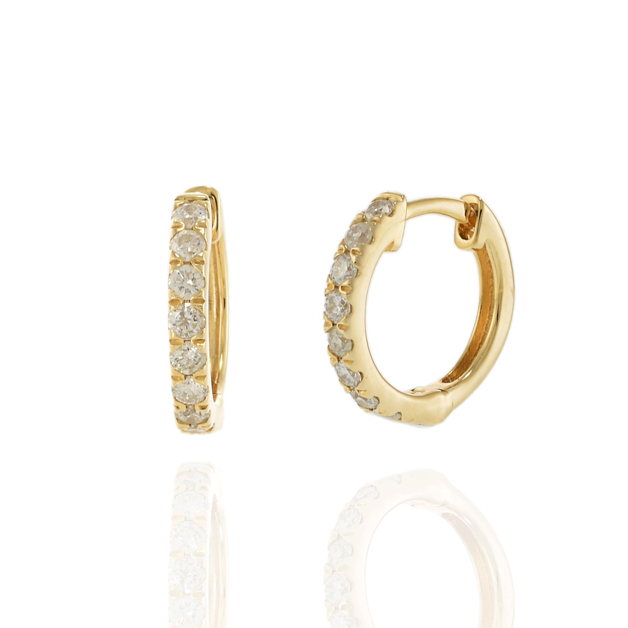 14KT Yellow Gold Diamond Hoop Earrings