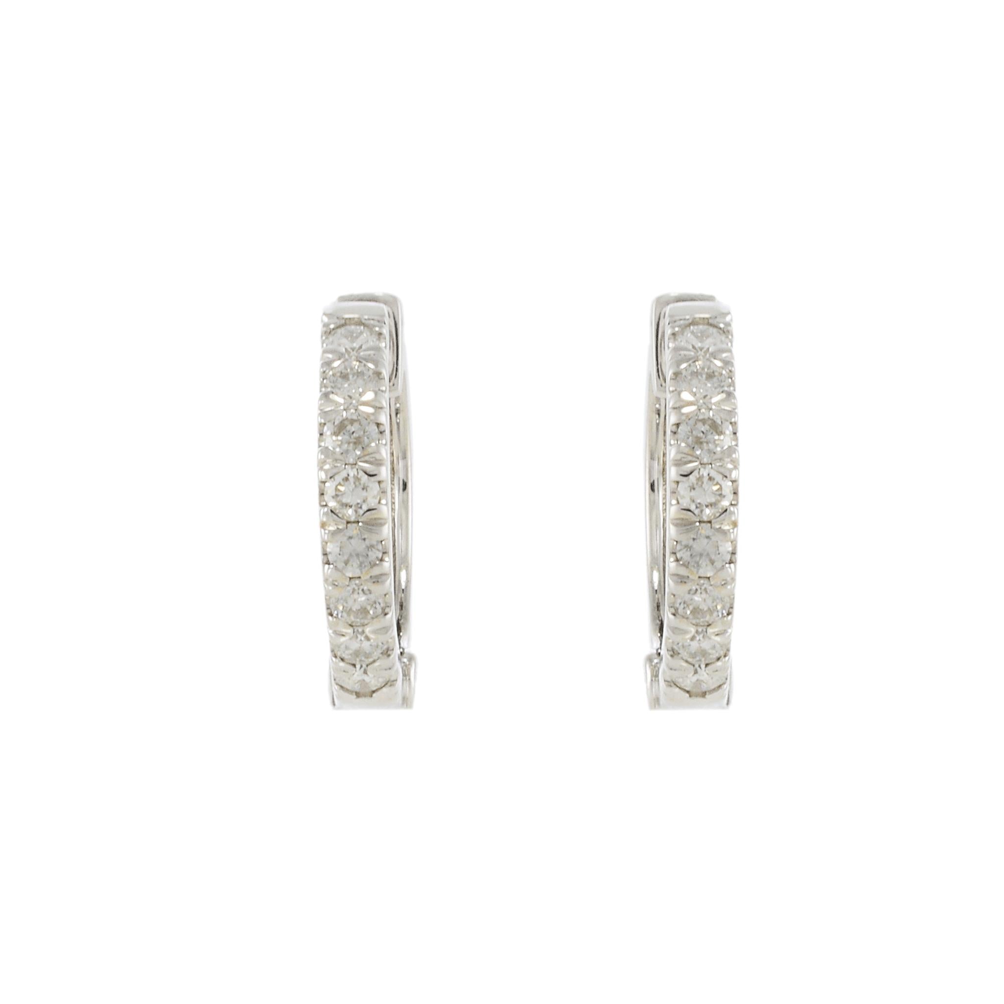 14KT White Gold Diamond Huggie Earrings