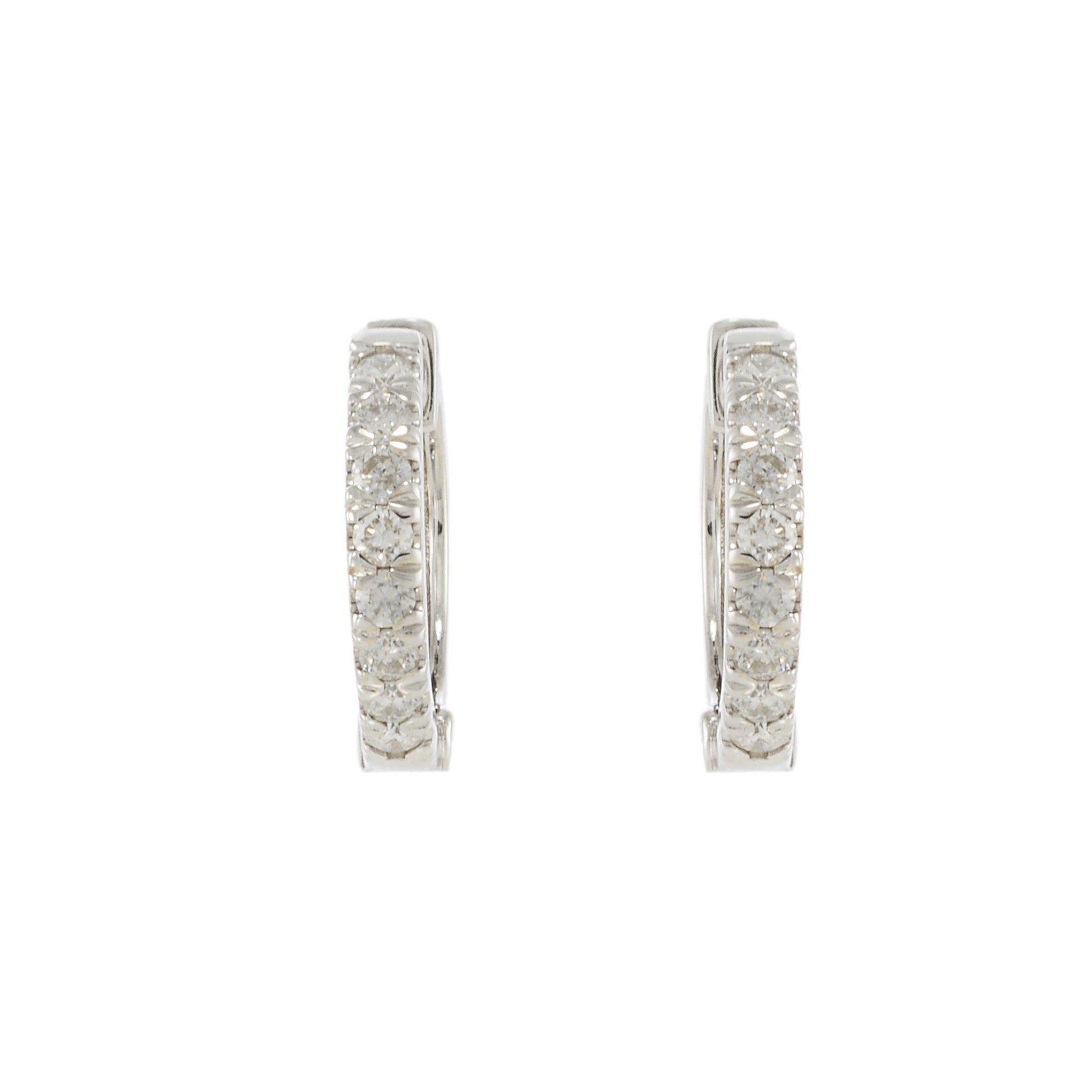 14KT White Gold Diamond Huggie Earrings