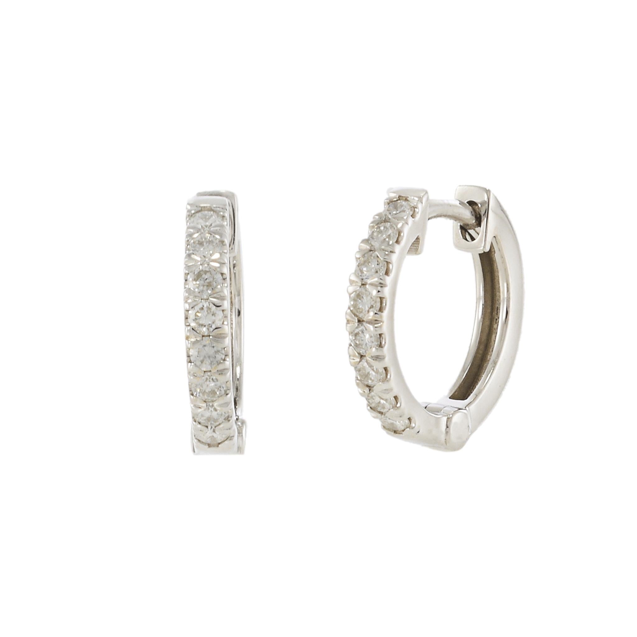 14KT White Gold Diamond Huggie Earrings