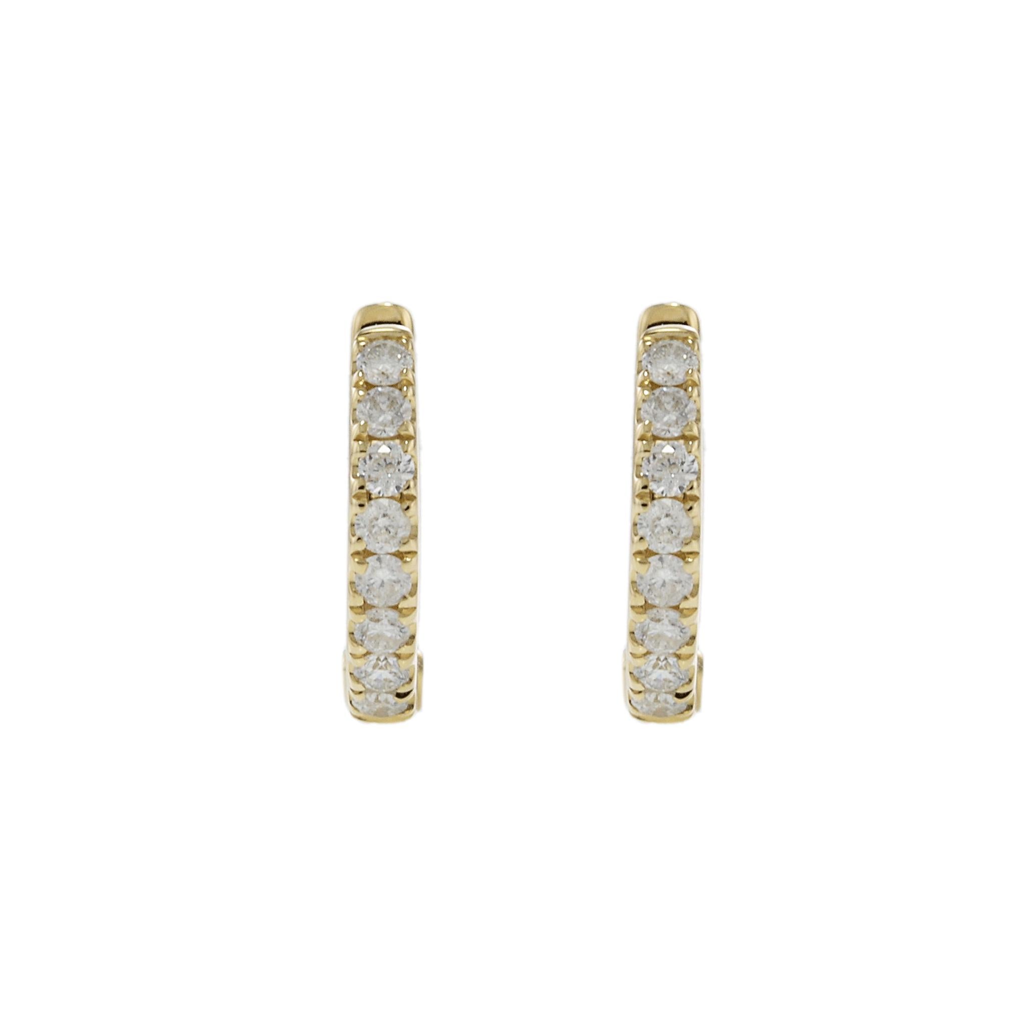 14KT Yellow Gold Diamond Huggie Earrings